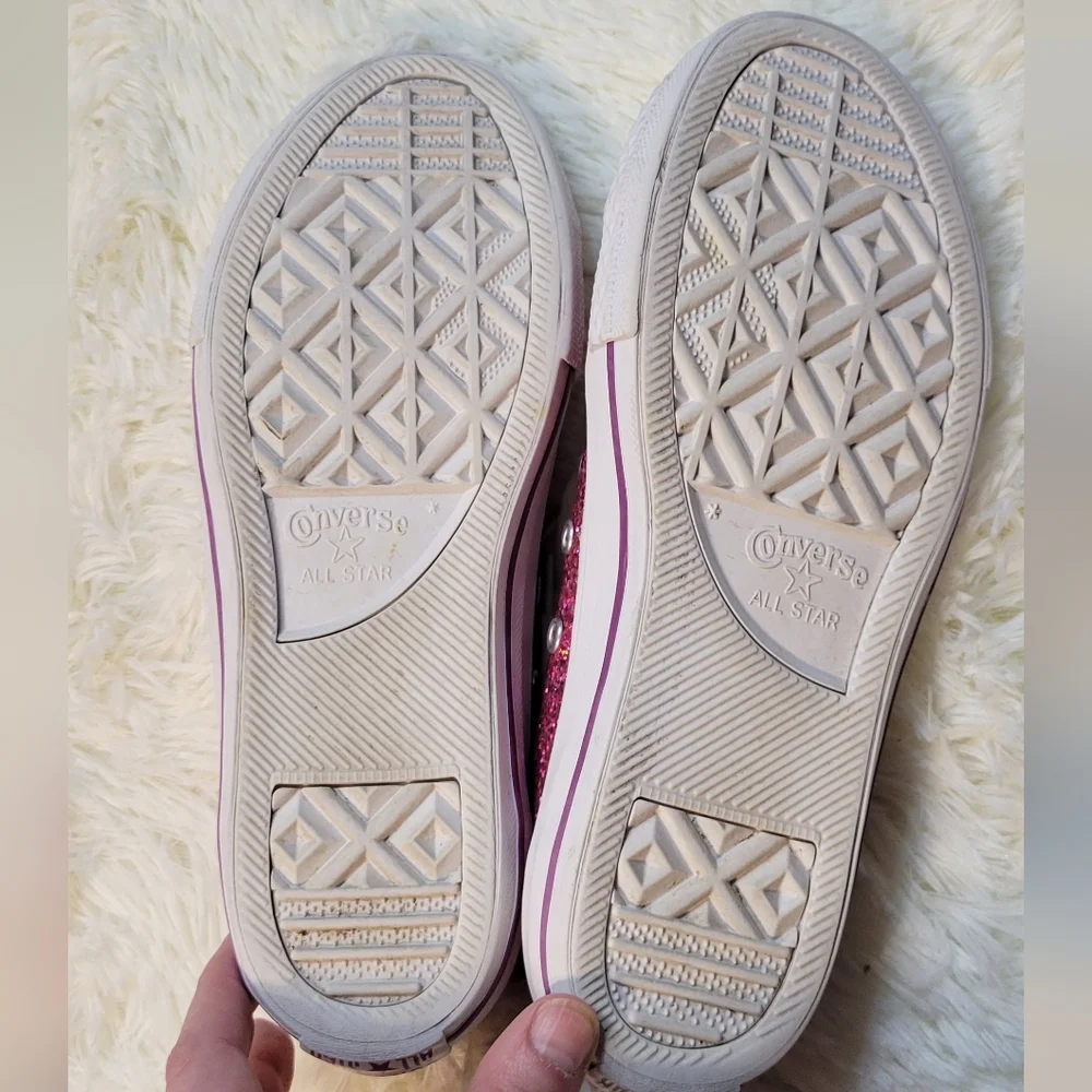 Converse All Stars,  Size 4, Pink Glitter, Barbie Core Low Top